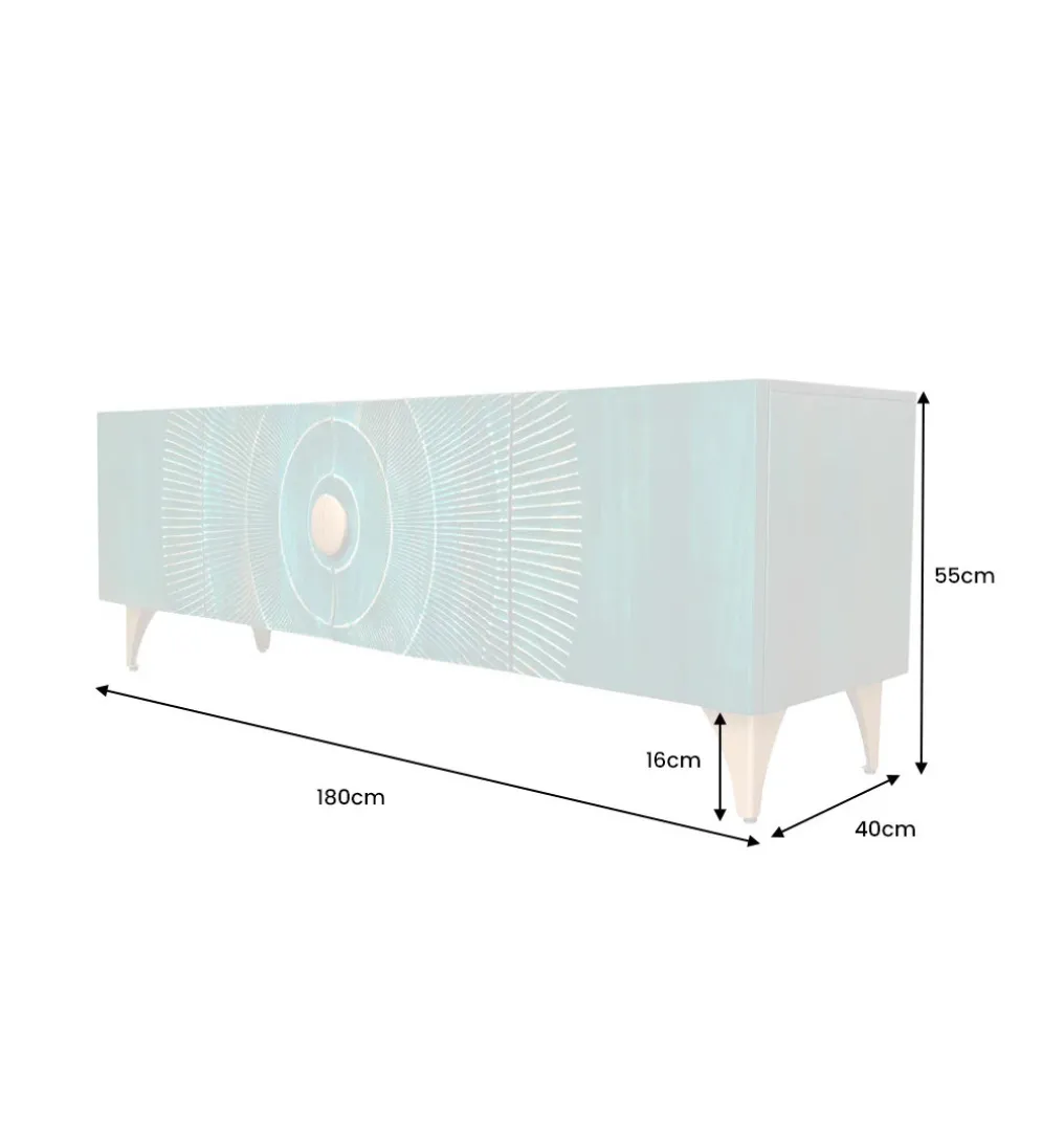 Stolik pod TV SWEET GOLDEN SUNSET 180 cm drewno mango turkusowa