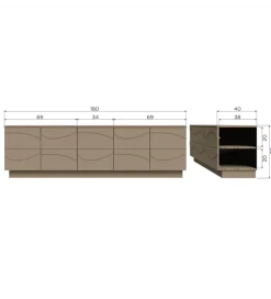 Stolik pod TV TEO 180 cm drewno sosnowe mud