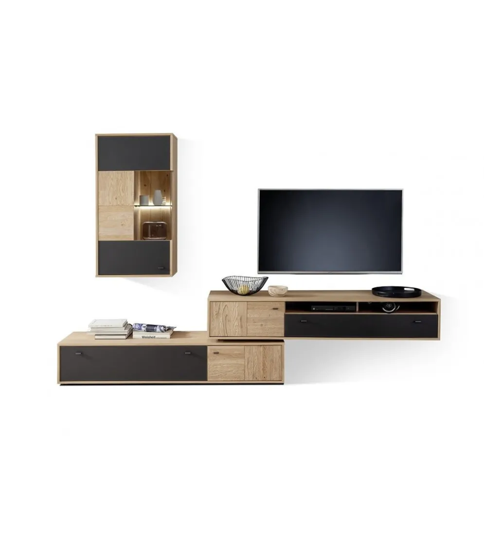 Stolik pod TV VALENCIA 306 cm antracytowo naturalny