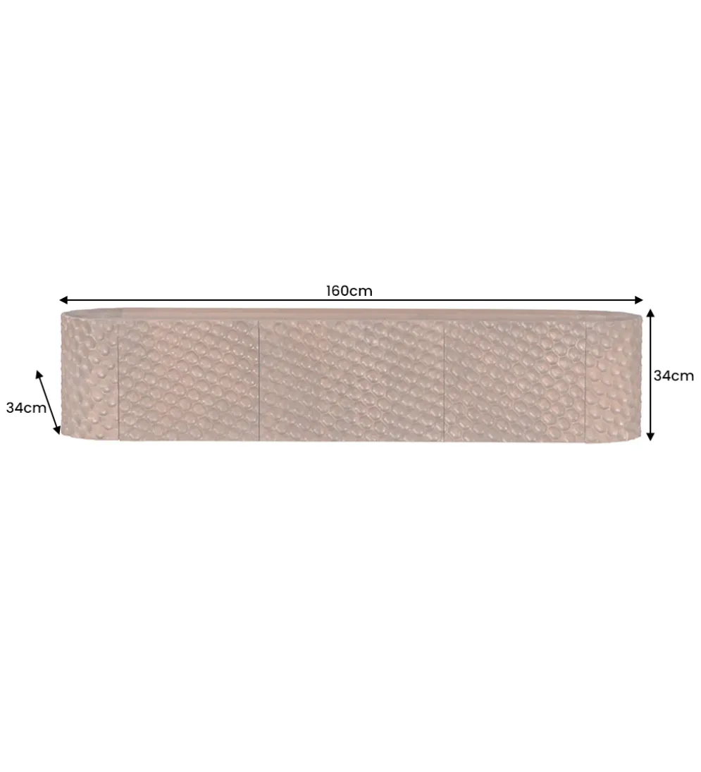 Stolik pod TV wiszący ADLON 160 cm drewno mango wzór 3D