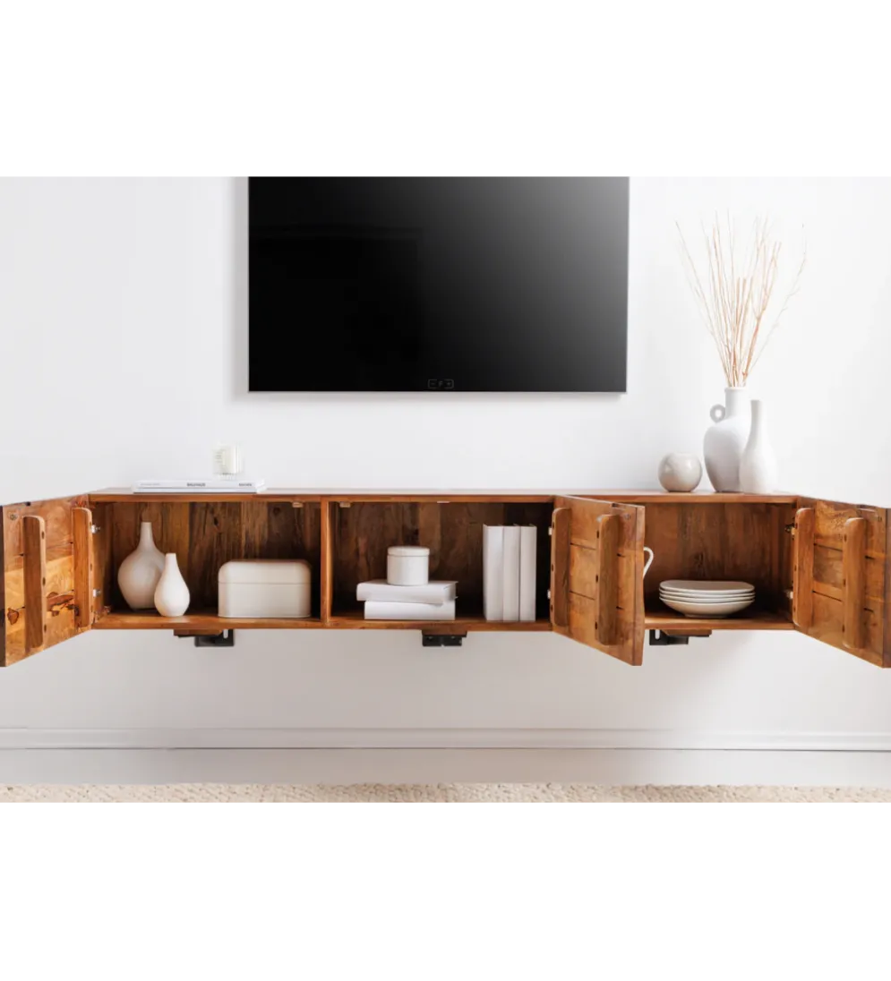 Stolik pod Tv wiszący DAVIDE Scorpion 160 cm drewno mango brąz