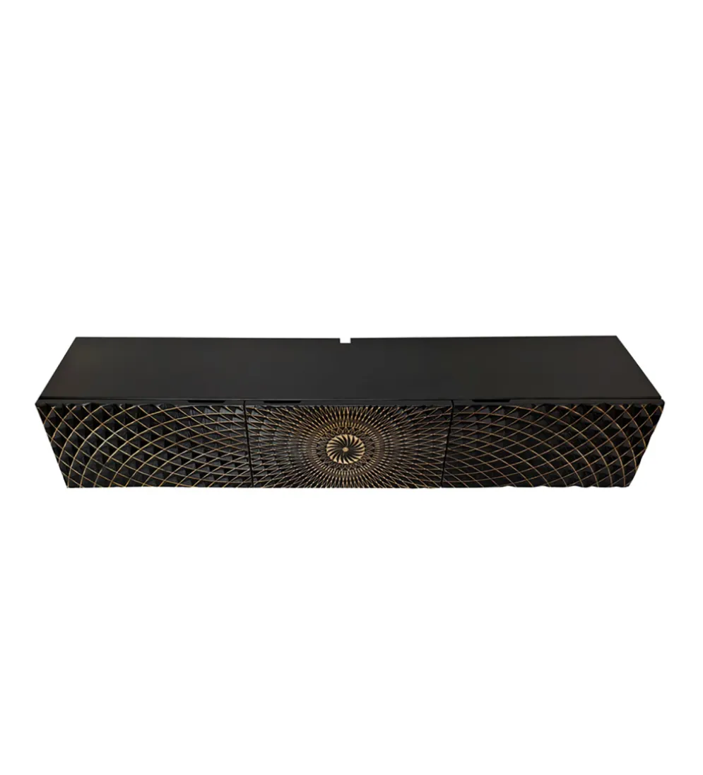 Stolik pod TV wiszący ILLUSION 160 cm 3D drewno mango