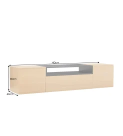 Stolik pod TV wiszący LOFT 160 cm naturalna czarna