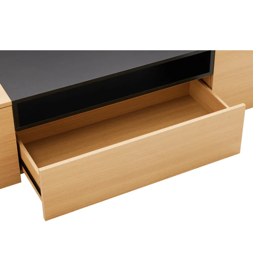 Stolik pod TV wiszący LOFT 160 cm naturalna czarna