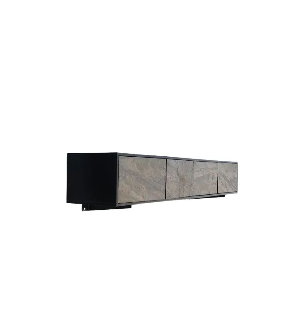 Stolik pod TV wiszący MOUNTAIN SOUL 200 cm drewno akacja czarny