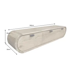 Stolik pod TV wiszący ORGANIC 160 cm drewno akacja