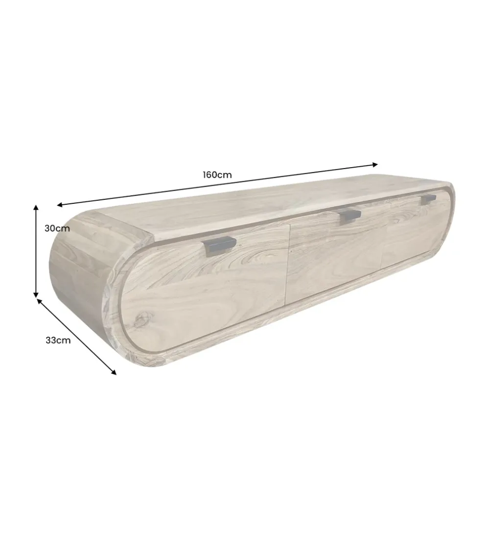 Stolik pod TV wiszący ORGANIC 160 cm drewno akacja
