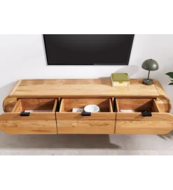 Stolik pod TV wiszący ORGANIC 160 cm drewno akacja