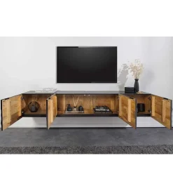 Stolik pod TV wiszący ZEUS Scorpion 200 cm drewno mango