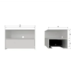 Stolik pod TV YISSA 70 cm półka otwarta szara
