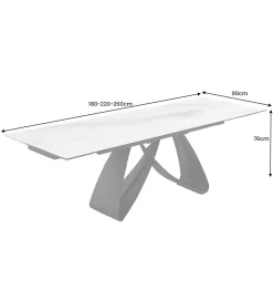 Stół rozkładany AMININ 180 cm - 260 cm ceramika w optyce białego marmuru