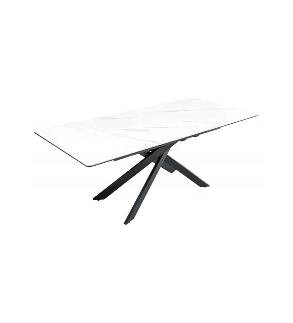 Stół rozkładany ARKANSAS 160 cm - 200 cm ceramika w optyce białego marmuru