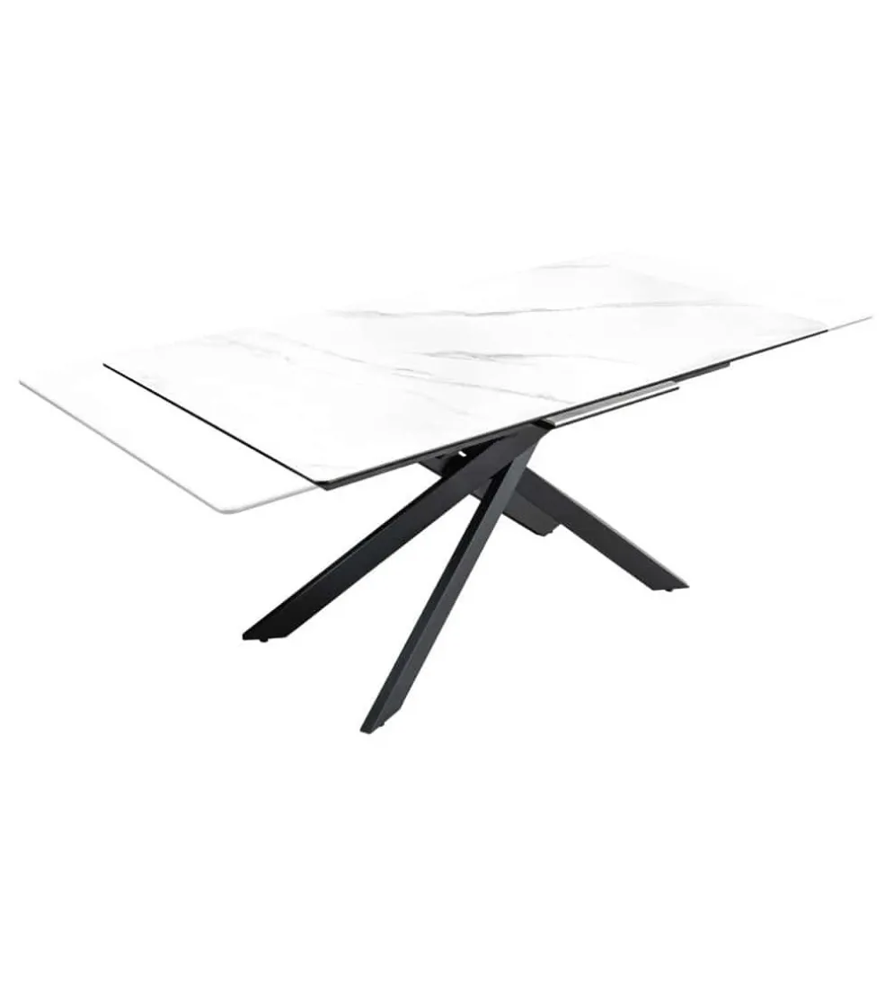 Stół rozkładany ARKANSAS 160 cm - 200 cm ceramika w optyce białego marmuru