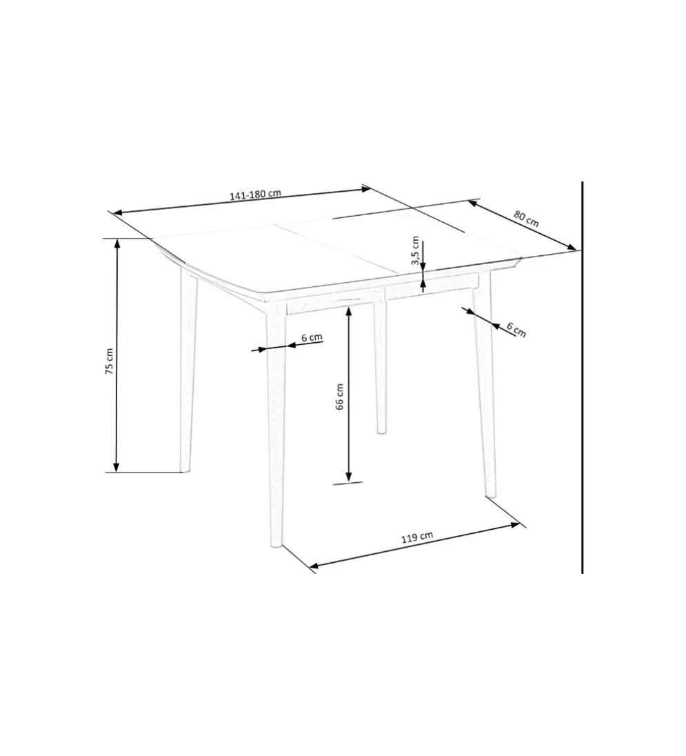 Stół rozkładany BARRET 90 cm - 190 cm biały