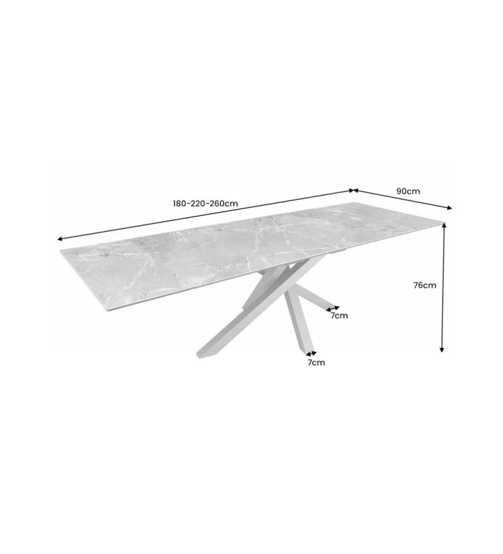 Stół rozkładany MONTREAL Marvelous 180 Cm - 220 Cm - 260 cm Ceramika W Optyce białego Marmuru