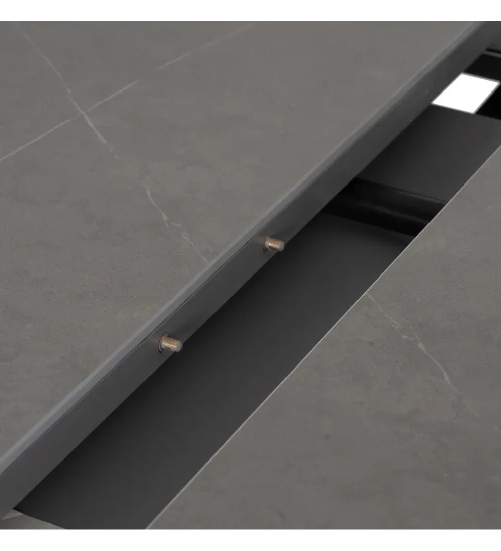 Stół rozkładany PATARASO 120 cm ceramika szara nogi czarne