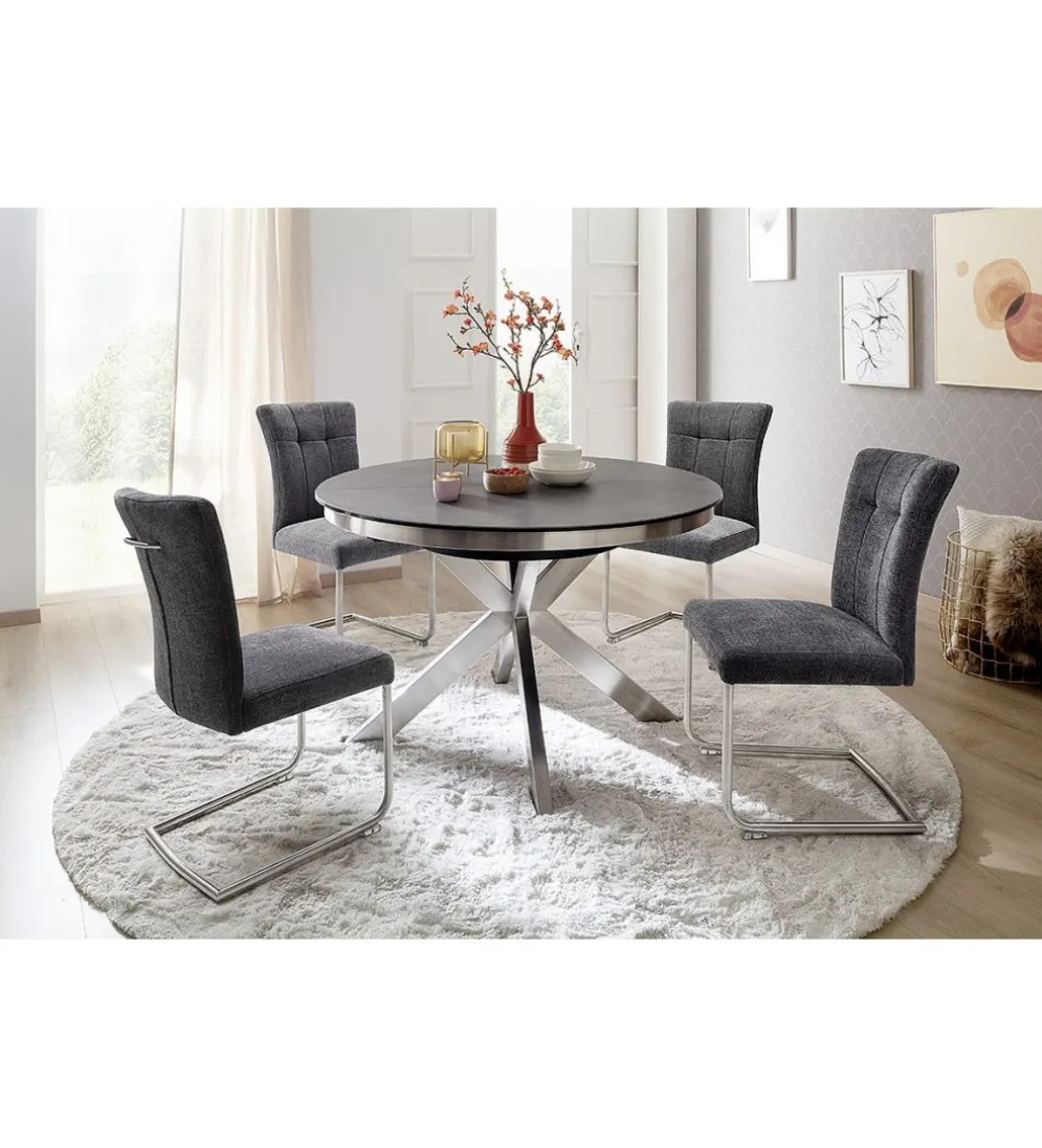 Stół rozkładany WINNIPEG 120 cm - 160 cm antracytowo srebrny