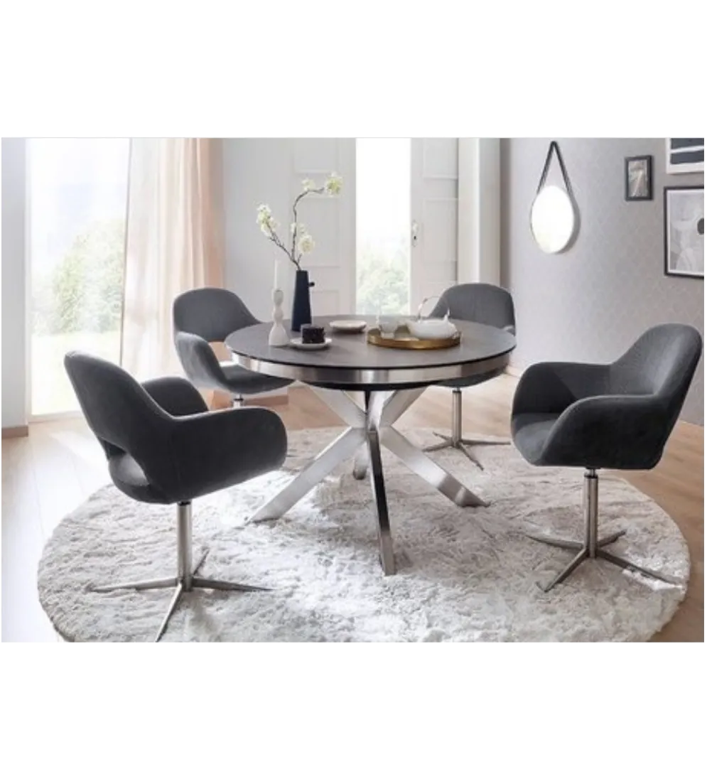 Stół rozkładany WINNIPEG 120 cm - 160 cm antracytowo srebrny
