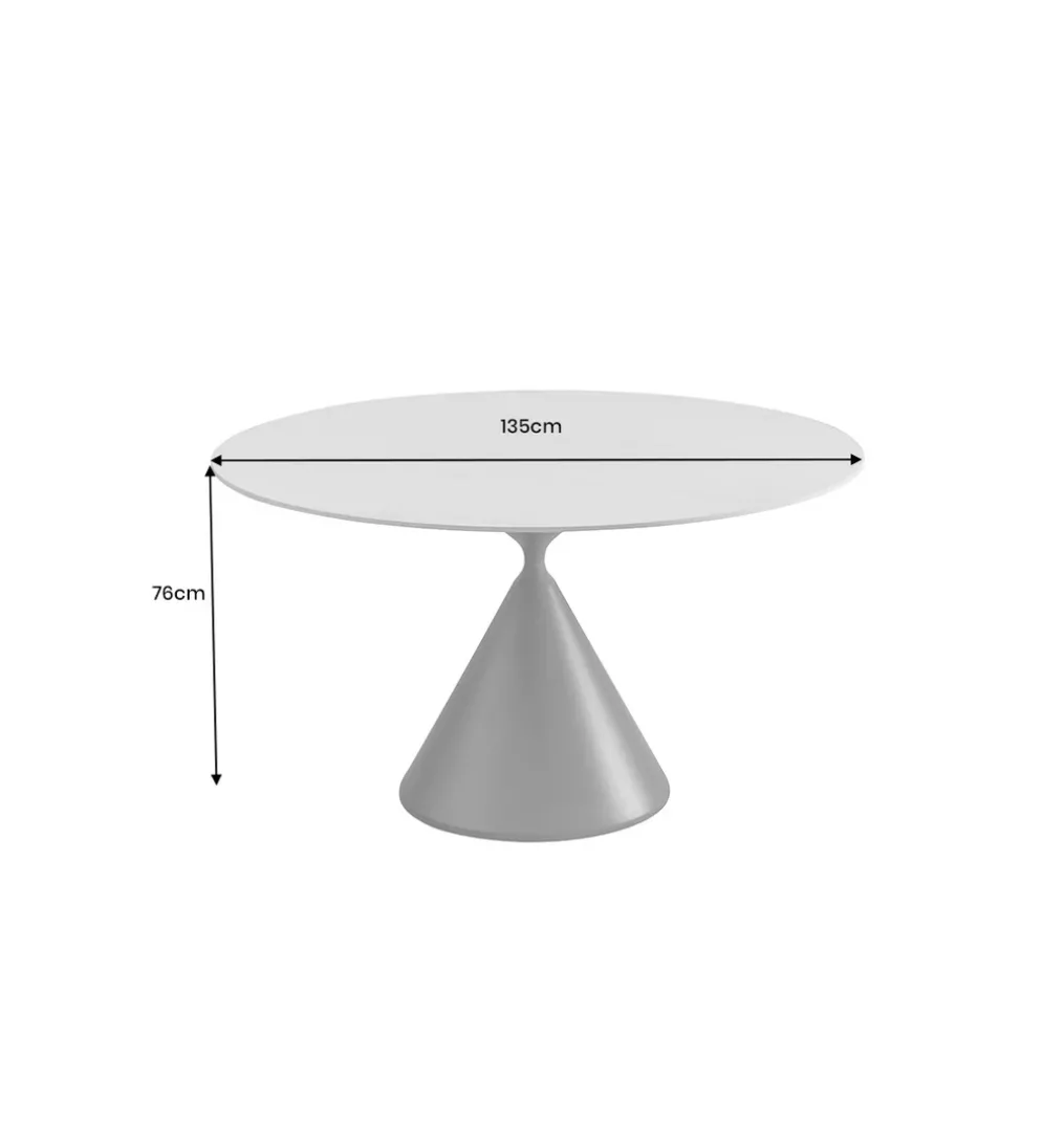 Stół SIGNATURE 135 cm okrągły blat ceramika w optyce białego marmuru