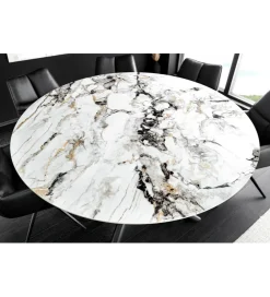 Stół SPIN 150 cm ceramiczny marmur biały z obrotowym wynajmowanym blatem