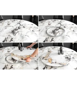 Stół SPIN 150 cm ceramiczny marmur biały z obrotowym wynajmowanym blatem