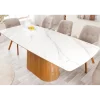 Stół UNIQUE 200 cm drewno dębowe biały ceramiczny blat