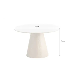 Stół UNIQUE 120 cm drewno dębowe blat ceramika w optyce białego marmuru