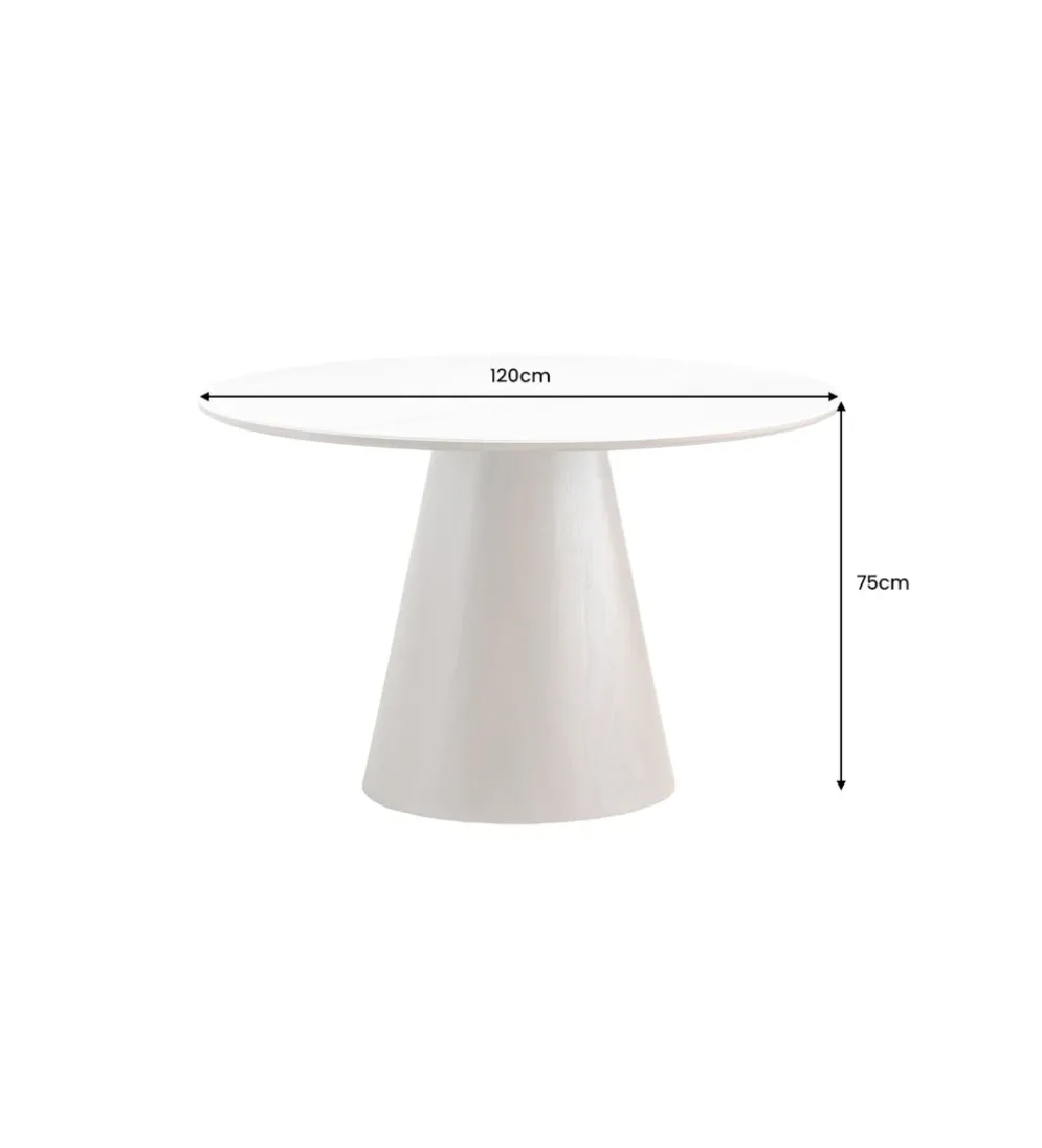 Stół UNIQUE 120 cm drewno orzecha biały ceramiczny blat