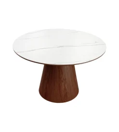 Stół UNIQUE 120 cm drewno orzecha biały ceramiczny blat