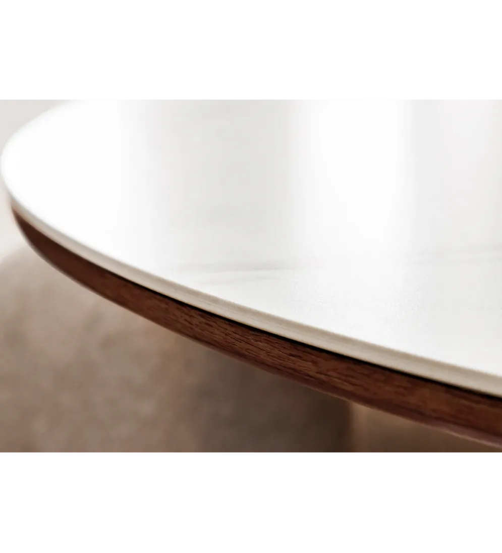 Stół UNIQUE 120 cm drewno orzecha biały ceramiczny blat