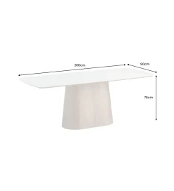 Stół UNIQUE 200 cm drewno orzechowe blat ceramika w optyce białego marmuru