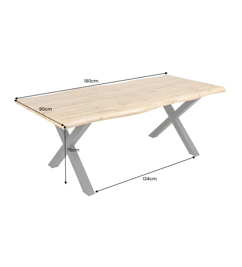 Stół WILD 180 cm nogi X wygląd naturalnego dębu