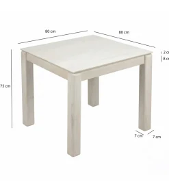Stół WOHNLING 80 cm drewno mango białe wykończenie