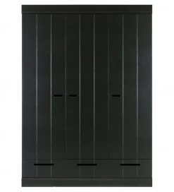 Szafa DRAWER 195 x 140 cm drewno sosna czarna