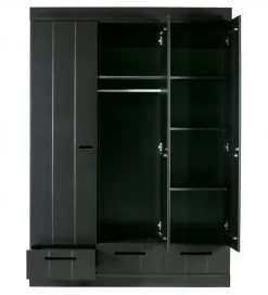Szafa DRAWER 195 x 140 cm drewno sosna czarna