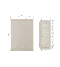 Szafa DRAWER 195 x 140 cm drewno sosna dust