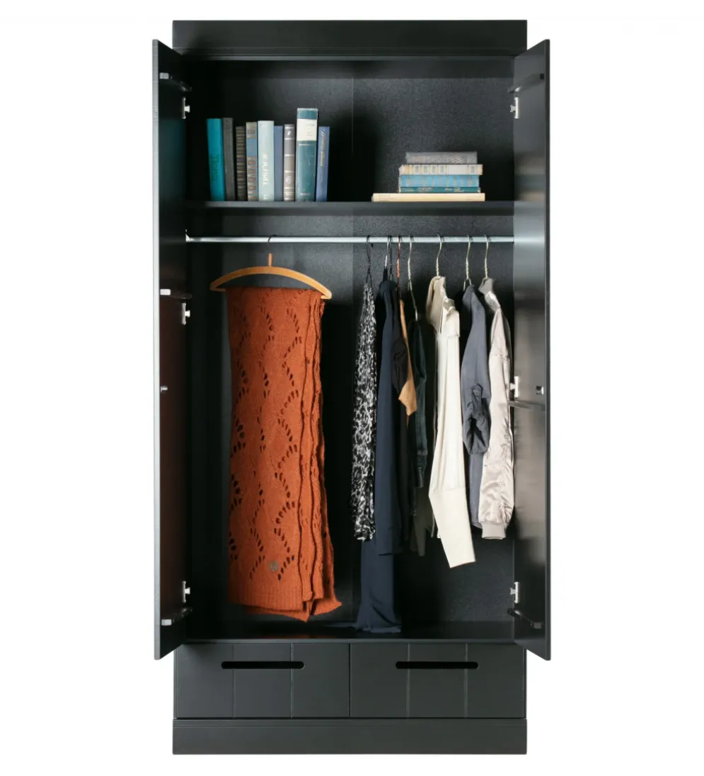 Szafa DRAWER 195 x 94 cm drewno sosna czarna