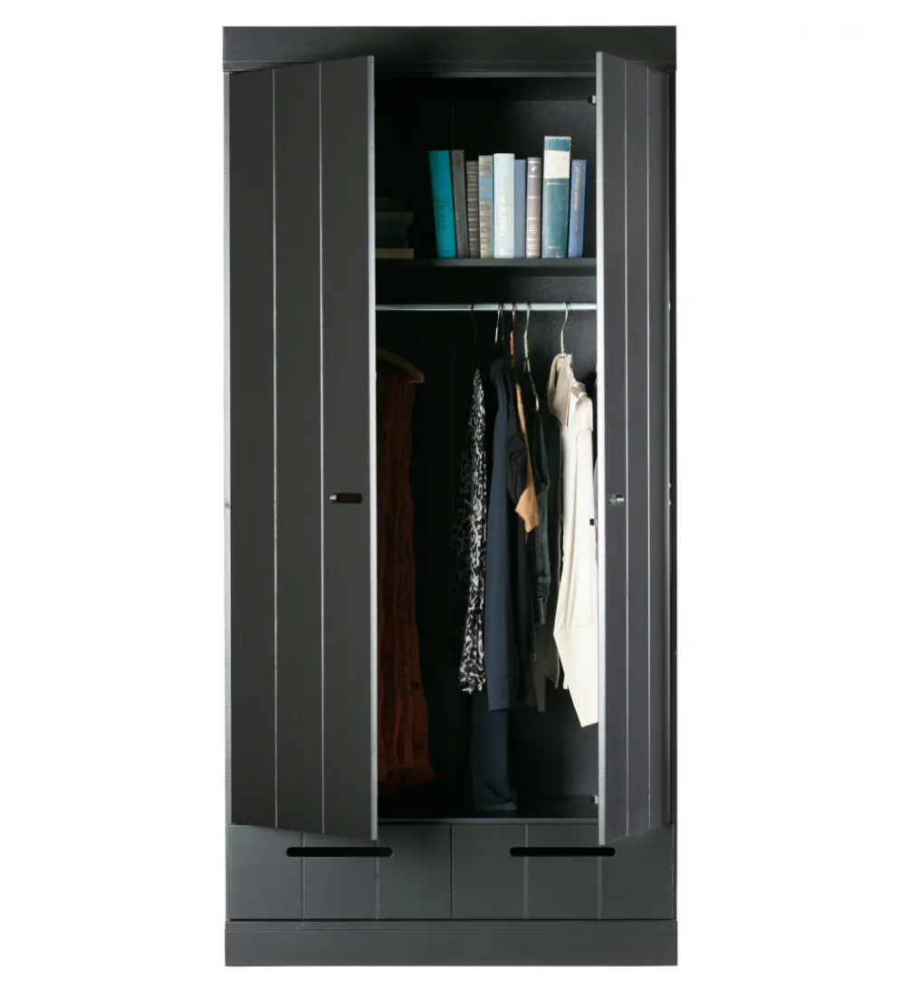 Szafa DRAWER 195 x 94 cm drewno sosna czarna