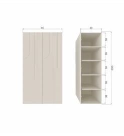 Szafa Japandi z wzorem RAIN 200 cm drewno sosny dust