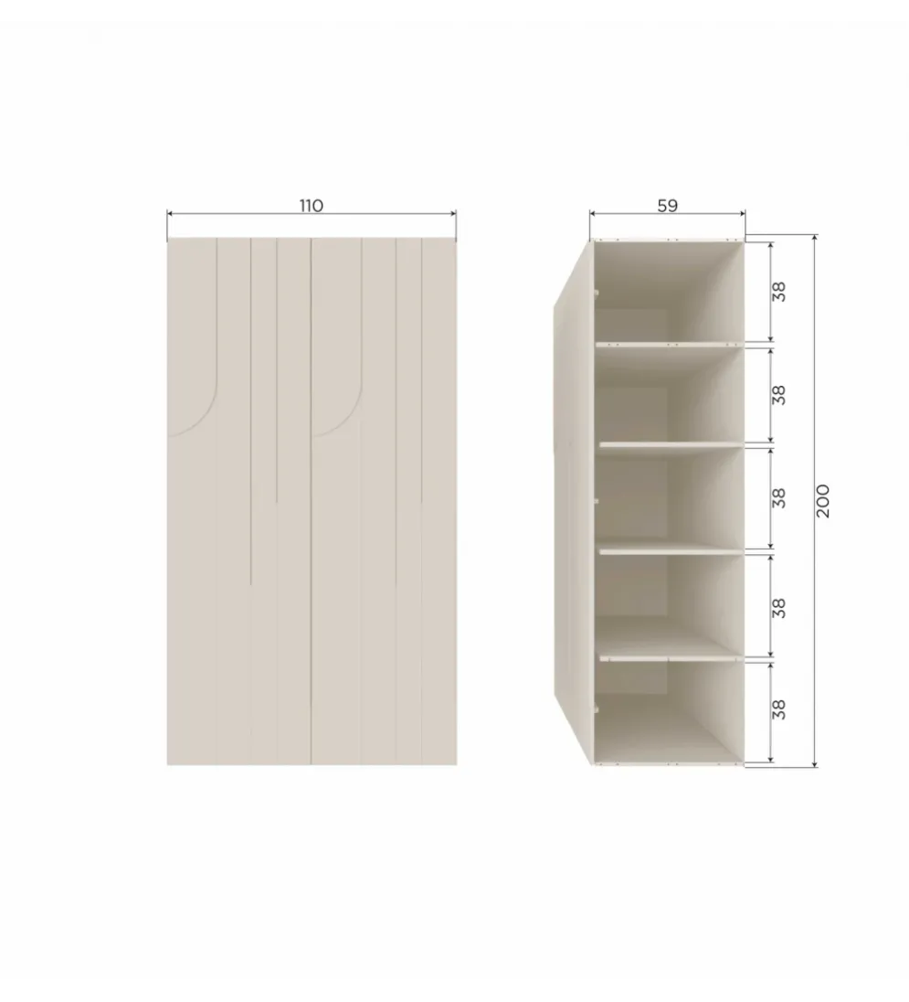 Szafa Japandi z wzorem RAIN 200 cm drewno sosny dust