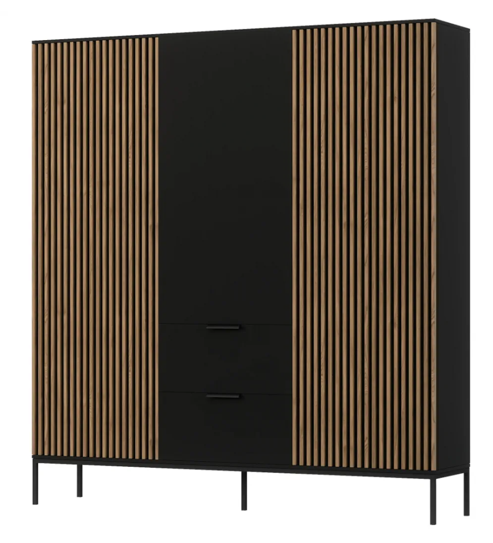 Szafa MEORATI 200 cm czarny mat/dąb artisan
