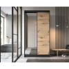 Szafa przesuwna  II 120 cm z lustrem w optyce Dąb artisan/Czarny mat