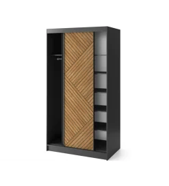 Szafa przesuwna Marrphy II 120 cm czarny/dąb caramel