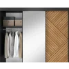 Szafa przesuwna Marrphy III z lustrem 180 cm czarny/dąb caramel