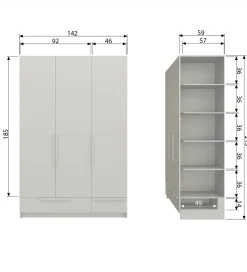 Szafa PURE 215 x 142 cm drewno sosny dust