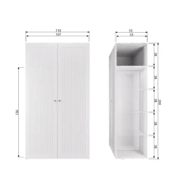 Szafa SIPKE 210 cm drewno sosny biała