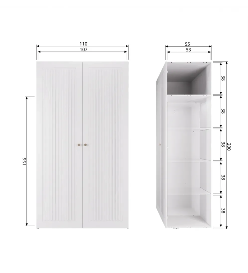 Szafa SIPKE 210 cm drewno sosny biała