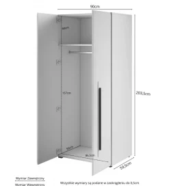 Szafa TULSA 90 cm w optyce dąb Grandson