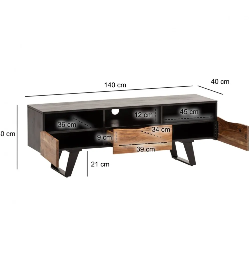 Szafka RTV WOHNLING 140 cm drewno akacja