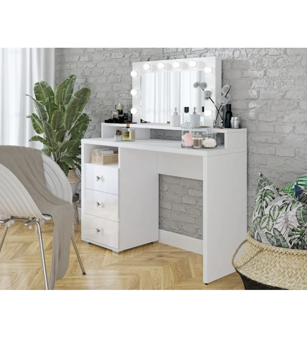 Toaletka DIVA 120 cm biała z oświetleniem